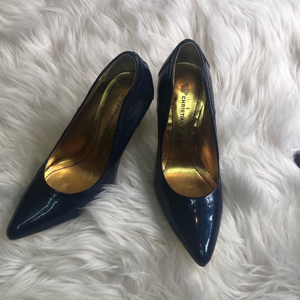 Christian Audigier Blue Pointed Toe Pumps